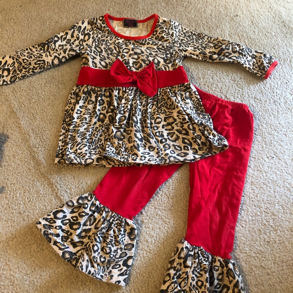 Girls red and leopard outfit